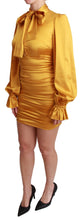 Load image into Gallery viewer, Dolce &amp; Gabbana Radiant Yellow Silk Bodycon Mini Dress
