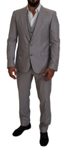 Load image into Gallery viewer, Dolce &amp; Gabbana Elegant Silver Slim Fit Three-Piece Suit
