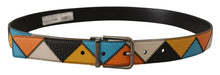 Load image into Gallery viewer, Dolce &amp; Gabbana Multicolor Leather Belt with Silver Buckle
