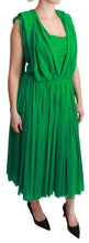 Load image into Gallery viewer, Dolce &amp; Gabbana Elegant Sleeveless Pleated Silk Maxi Dress
