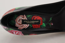 Load image into Gallery viewer, Dolce &amp; Gabbana Black Floral Print Crystal Heels Pumps Shoes
