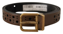 Load image into Gallery viewer, Dolce &amp; Gabbana Elegant Brown Leather Belt with Golden Buckle
