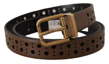 Load image into Gallery viewer, Dolce &amp; Gabbana Elegant Brown Leather Belt with Golden Buckle
