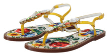 Load image into Gallery viewer, Dolce &amp; Gabbana Majolica Crystal Embellished Leather Sandals
