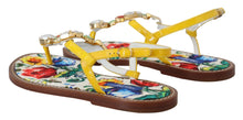 Load image into Gallery viewer, Dolce &amp; Gabbana Majolica Crystal Embellished Leather Sandals
