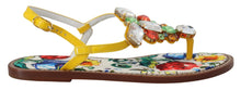 Load image into Gallery viewer, Dolce &amp; Gabbana Majolica Crystal Embellished Leather Sandals
