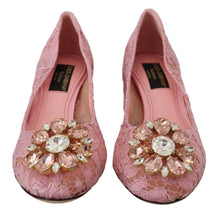 Load image into Gallery viewer, Dolce &amp; Gabbana Pastel Pink Lace Crystal Embellished Pumps
