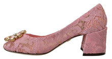 Load image into Gallery viewer, Dolce &amp; Gabbana Pastel Pink Lace Crystal Embellished Pumps
