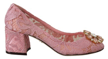 Load image into Gallery viewer, Dolce &amp; Gabbana Pastel Pink Lace Crystal Embellished Pumps
