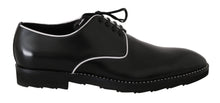 Load image into Gallery viewer, Dolce &amp; Gabbana Black Leather White Line Dress Derby Shoes
