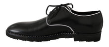 Load image into Gallery viewer, Dolce &amp; Gabbana Black Leather White Line Dress Derby Shoes
