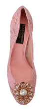 Load image into Gallery viewer, Dolce &amp; Gabbana Pastel Pink Lace Crystal Embellished Pumps
