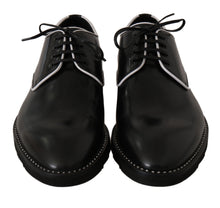 Load image into Gallery viewer, Dolce &amp; Gabbana Black Leather White Line Dress Derby Shoes
