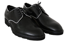 Load image into Gallery viewer, Dolce &amp; Gabbana Black Leather White Line Dress Derby Shoes
