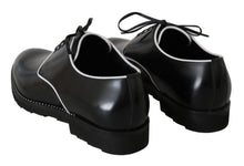 Load image into Gallery viewer, Dolce &amp; Gabbana Black Leather White Line Dress Derby Shoes
