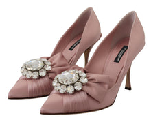 Load image into Gallery viewer, Dolce &amp; Gabbana Crystal-Embellished Silk Bow Pumps
