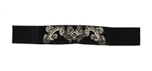 Load image into Gallery viewer, Dolce &amp; Gabbana Black Silk Brass Crystal Embellished Waist Belt
