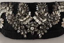 Load image into Gallery viewer, Dolce &amp; Gabbana Black Silk Brass Crystal Embellished Waist Belt
