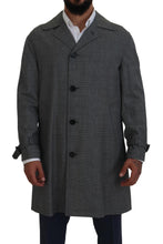 Load image into Gallery viewer, Dolce &amp; Gabbana Elegant Gray Plaid Trench Coat
