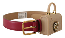 Load image into Gallery viewer, Dolce &amp; Gabbana Elegant Pink Leather Belt with Headphone Case
