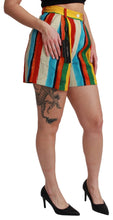 Load image into Gallery viewer, Dolce &amp; Gabbana Multicolor Striped High-Waist Shorts
