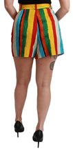 Load image into Gallery viewer, Dolce &amp; Gabbana Multicolor Striped High-Waist Shorts
