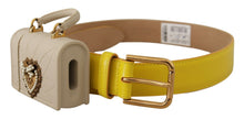 Load image into Gallery viewer, Dolce &amp; Gabbana Chic Yellow Leather Belt with Headphone Case
