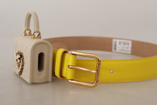 Load image into Gallery viewer, Dolce &amp; Gabbana Chic Yellow Leather Belt with Headphone Case
