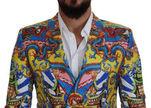 Load image into Gallery viewer, Dolce &amp; Gabbana Multicolor Dragon Print Silk Slim Fit Blazer
