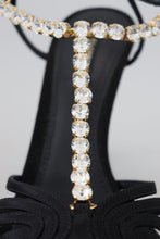 Load image into Gallery viewer, Dolce &amp; Gabbana Elegant Silk Blend Crystal T-Strap Heels
