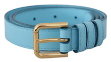 Load image into Gallery viewer, Dolce &amp; Gabbana Elegant Sky Blue Leather Belt with Logo Buckle
