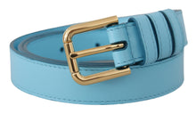 Load image into Gallery viewer, Dolce &amp; Gabbana Elegant Sky Blue Leather Belt with Logo Buckle
