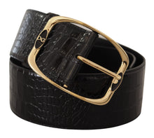 Load image into Gallery viewer, Dolce &amp; Gabbana Elegant Black Leather Logo Belt
