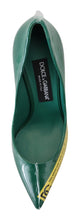 Load image into Gallery viewer, Dolce &amp; Gabbana Emerald Elegance Leather Heels Pumps
