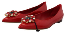 Load image into Gallery viewer, Dolce &amp; Gabbana Red Suede Crystal Loafers - Exquisite Elegance
