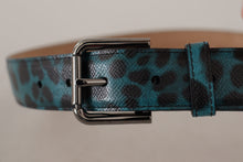 Load image into Gallery viewer, Dolce &amp; Gabbana Engraved Logo Leather Belt in Blue Green
