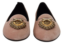 Load image into Gallery viewer, Dolce &amp; Gabbana Pink Velvet Slip Ons Loafers Flats Shoes
