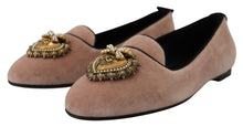 Load image into Gallery viewer, Dolce &amp; Gabbana Pink Velvet Slip Ons Loafers Flats Shoes
