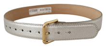 Load image into Gallery viewer, Dolce &amp; Gabbana Elegant Silver Leather Belt with Engraved Buckle
