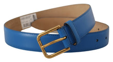 Load image into Gallery viewer, Dolce &amp; Gabbana Elegant Blue Leather Belt with Engraved Buckle
