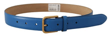 Load image into Gallery viewer, Dolce &amp; Gabbana Elegant Blue Leather Belt with Engraved Buckle
