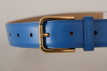 Load image into Gallery viewer, Dolce &amp; Gabbana Elegant Blue Leather Belt with Engraved Buckle
