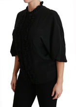 Load image into Gallery viewer, Dolce &amp; Gabbana Elegant Black Silk Short Sleeve Blouse
