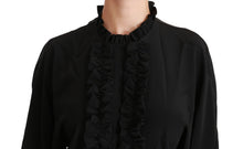Load image into Gallery viewer, Dolce &amp; Gabbana Elegant Black Silk Short Sleeve Blouse
