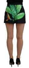 Load image into Gallery viewer, Dolce &amp; Gabbana High Waist Hot Pants Shorts in Black Leaves Print
