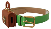 Load image into Gallery viewer, Dolce &amp; Gabbana Chic Emerald Leather Belt with Engraved Buckle
