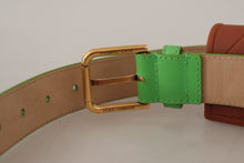 Load image into Gallery viewer, Dolce &amp; Gabbana Chic Emerald Leather Belt with Engraved Buckle
