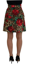 Load image into Gallery viewer, Dolce &amp; Gabbana Elegant Leopard Rose Print Mini Skirt
