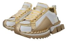 Load image into Gallery viewer, Dolce &amp; Gabbana Elegant White and Gold Leather Sneakers
