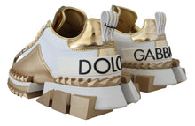 Load image into Gallery viewer, Dolce &amp; Gabbana Elegant White and Gold Leather Sneakers
